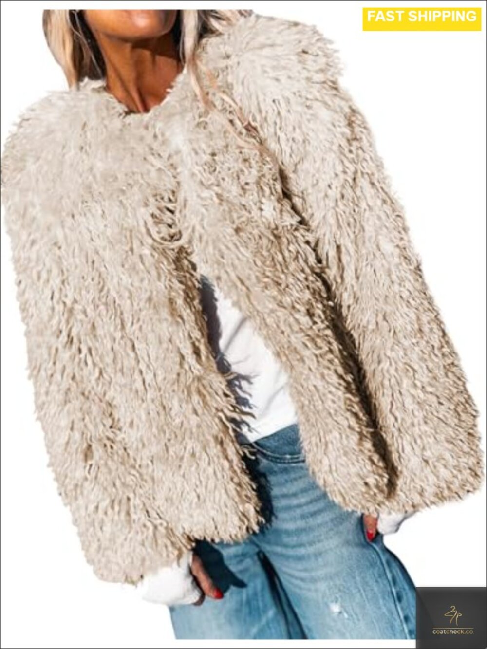Faux Fur Cropped Fleece Jacket Warm Winter Outerwear